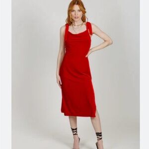 Band of the Free Elegant Red Midi Dress